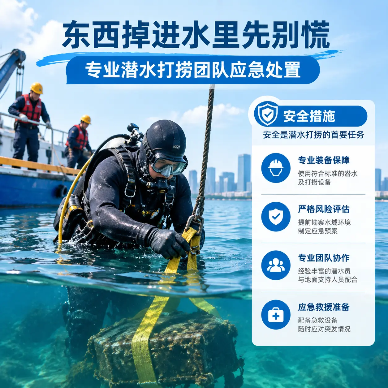 岭东东西掉进水里先别慌，专业潜水打捞团队应急处置
